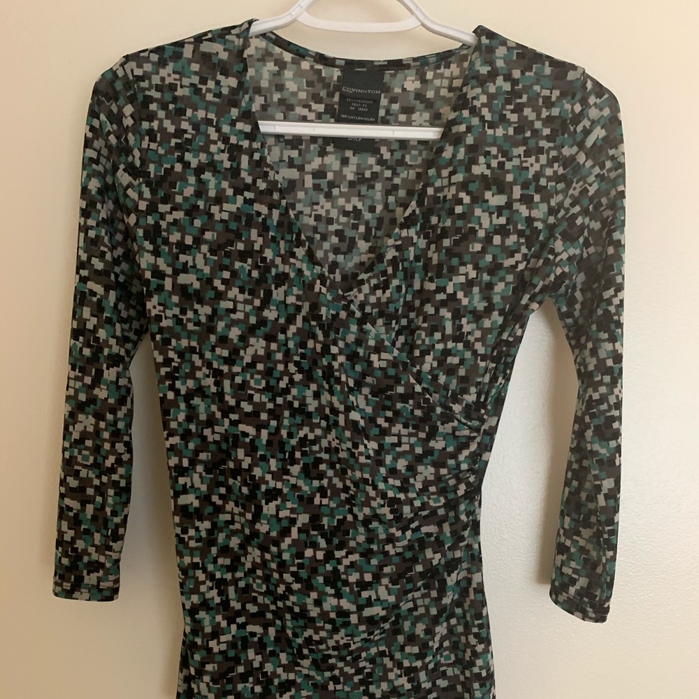 Covington Petite Size SP Multi Green Colored Blous